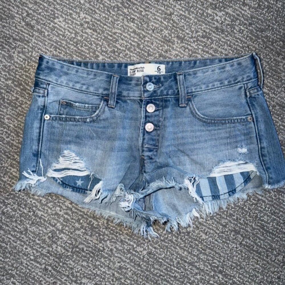 Abercrombie & Fitch Low Rise Distressed Denim Shorts